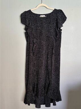 Max Studio Black with White Polka Dot Midi Dress